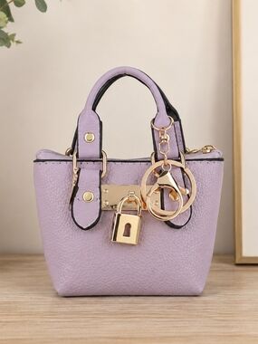 Chic Lavender Mini Tote Bag with Gold Lock Accent